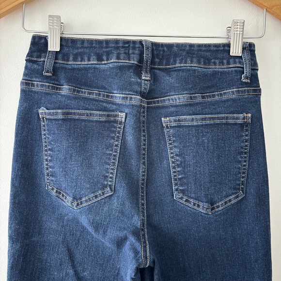 Harper Heritage High Rise Flare Mid Dark Wash Buttoned Denim Jeans EUC Size 27 - Picture 8 of 13